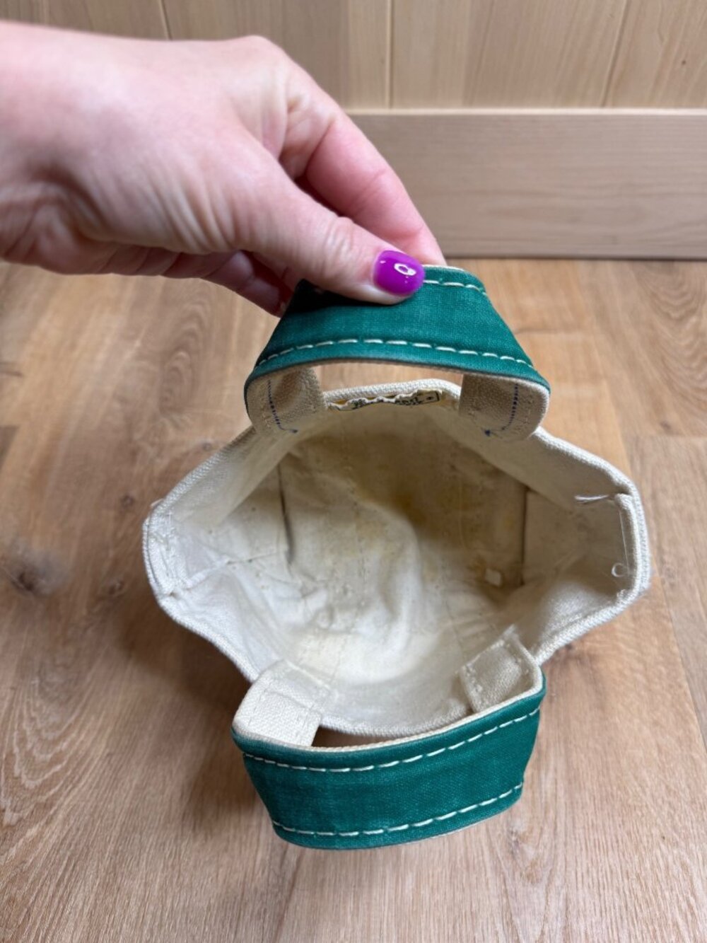 Vintage 70s 80s LL Bean Green Micro Mini Boat & Tote Canvas Bag Sawtooth Tag - Picture 8 of 12